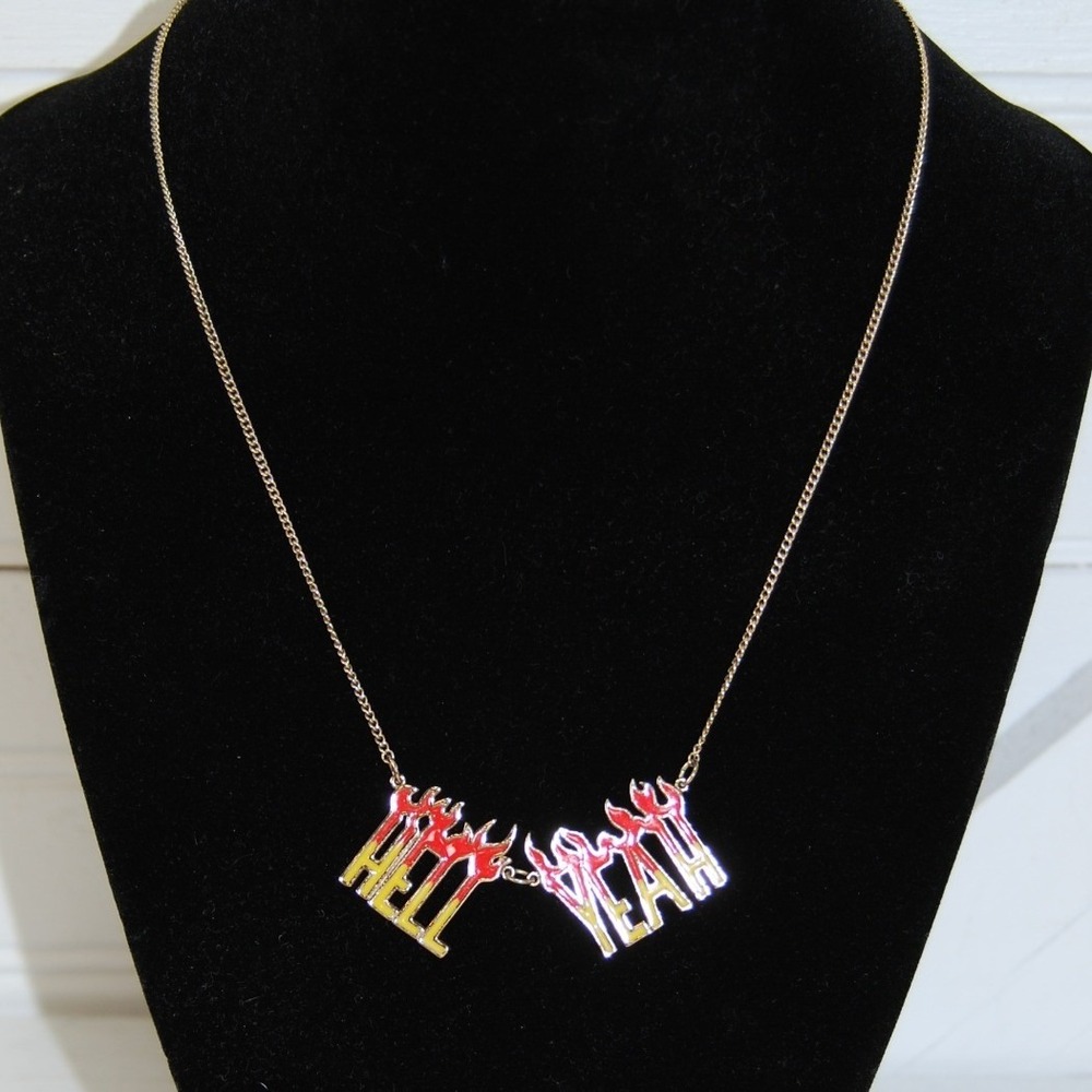 Hell Yeah Necklace Skinny Dip London Biker Y2K Grunge Skater Metal Accessory
